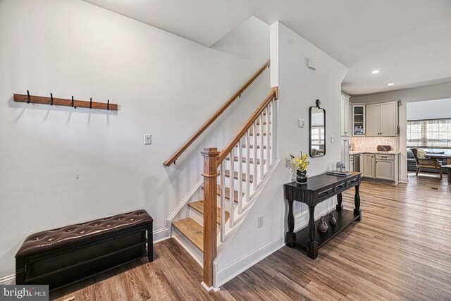 295 Hemlock Loop, Mineral, VA 23117 - staircase with wood finished floors, baseboards, and recessed lighting
