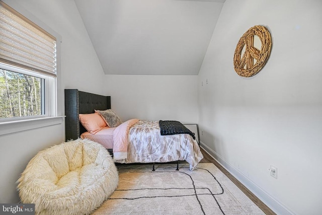 295 Hemlock Loop, Mineral, VA 23117 - bedroom with lofted ceiling, wood finished floors, and baseboards