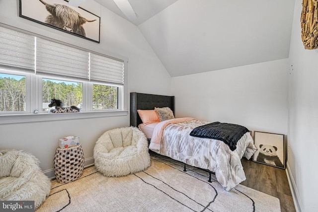 295 Hemlock Loop, Mineral, VA 23117 - bedroom featuring wood finished floors, lofted ceiling, and baseboards