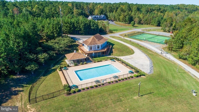 295 Hemlock Loop, Mineral, VA 23117 - view from above of property with a forest and a pool area