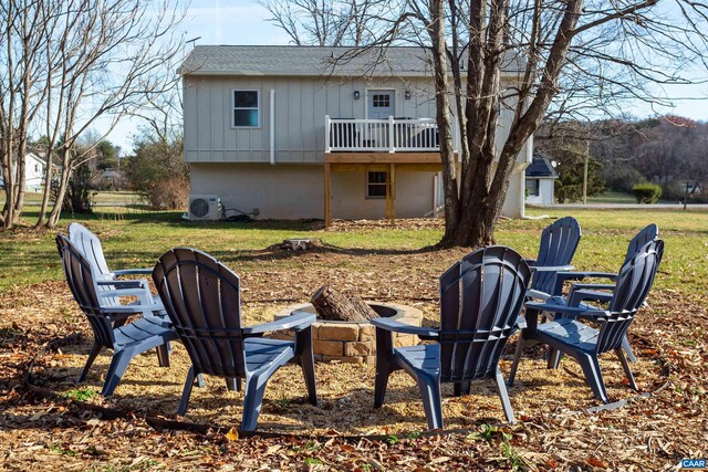 1795 Avon Rd, Afton, VA 22920 - view of green lawn featuring a fire pit, ac unit, and a deck
