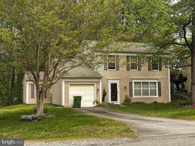 5903 Vista Ct, Fredericksburg, VA 22407 - colonial-style house with driveway, a garage, and a front yard