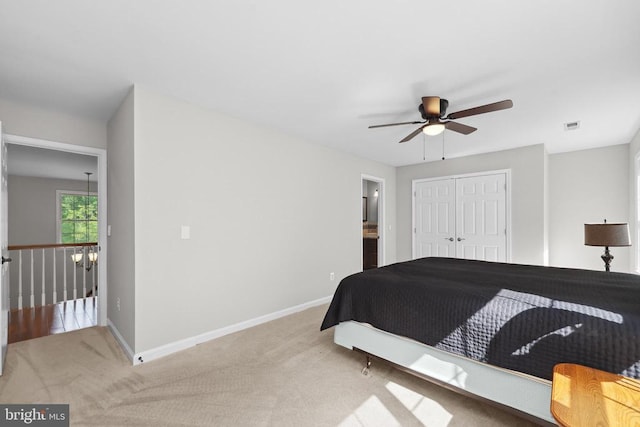 2357 Brighton Pl, Jeffersonton, VA 22724 - bedroom with carpet, a closet, and ceiling fan
