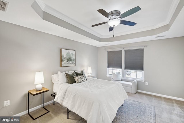 3103 Alliance Ct, Fredericksburg, VA 22408 - bedroom featuring a raised ceiling, carpet flooring, crown molding, and ceiling fan
