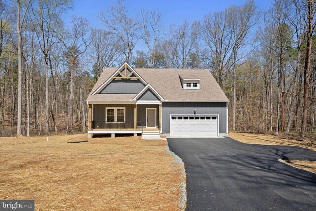 201 Zion Manor Rd Lot 13, Gordonsville, VA 22942 - view of front facade with covered porch, roof with shingles, driveway, and an attached garage
