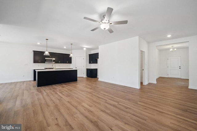 201 Zion Manor Rd Lot 13, Gordonsville, VA 22942 - unfurnished living room with recessed lighting, light wood finished floors, a ceiling fan, and baseboards