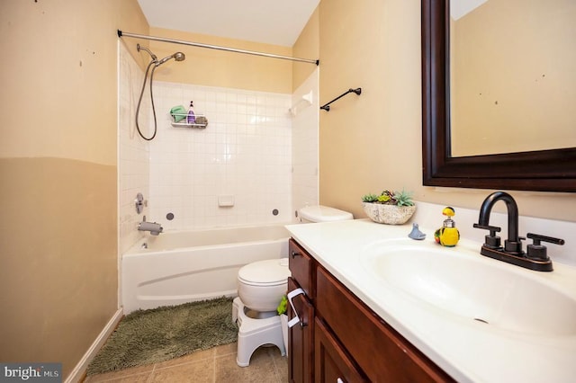 6733 Averett Ct, Fredericksburg, VA 22407 - full bathroom featuring toilet, bathing tub / shower combination, baseboards, tile patterned flooring, and vanity