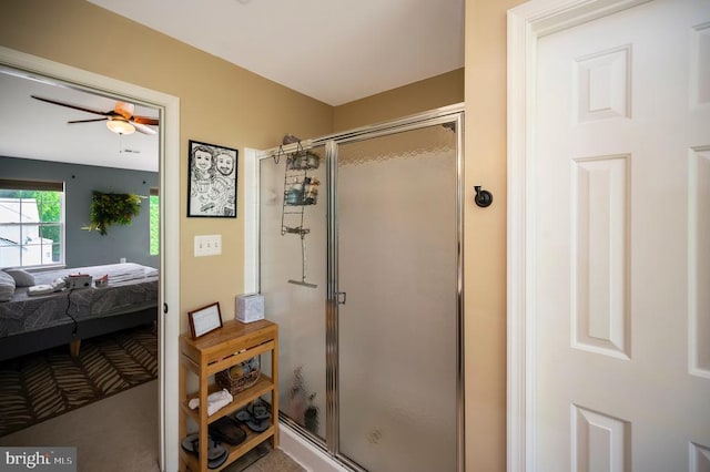 6733 Averett Ct, Fredericksburg, VA 22407 - ensuite bathroom with a stall shower, ceiling fan, and connected bathroom