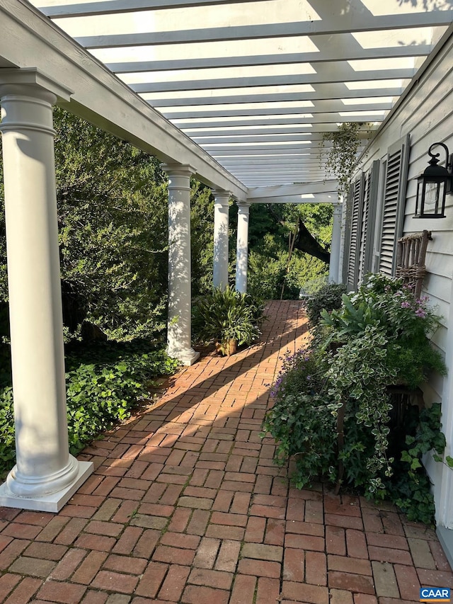 view of patio with a pergola