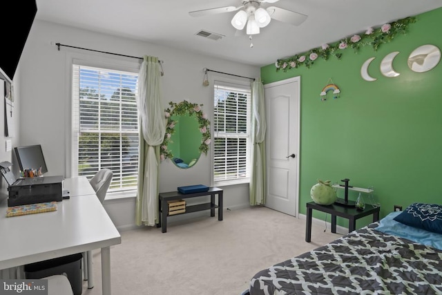 11721 Hoover Ln, Fredericksburg, VA 22407 - bedroom with light colored carpet, an office area, and ceiling fan