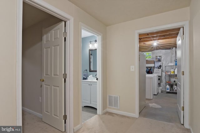 11721 Hoover Ln, Fredericksburg, VA 22407 - corridor featuring light colored carpet and baseboards