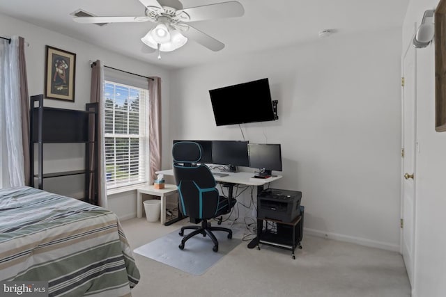 11721 Hoover Ln, Fredericksburg, VA 22407 - bedroom with carpet floors, a desk, and a ceiling fan