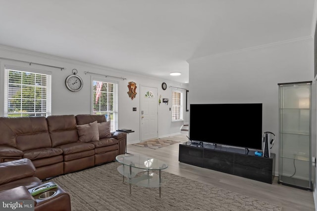 11721 Hoover Ln, Fredericksburg, VA 22407 - living area featuring crown molding, wood finished floors, and recessed lighting