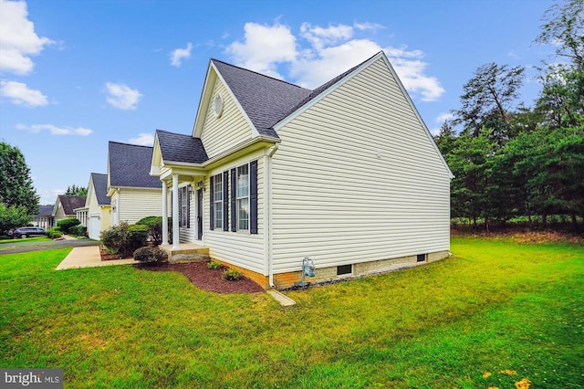 1118 Virginia Ave, Culpeper, VA 22701 - view of side of home with a yard, crawl space, and roof with shingles