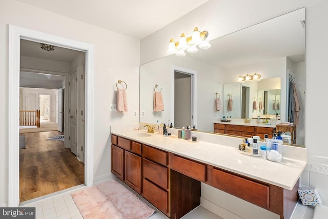 bathroom with vanity and tile patterned floors