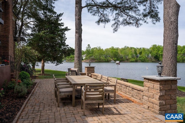 25 Bolling Cir, Palmyra, VA 22963 - view of patio / terrace featuring a water view and outdoor dining space