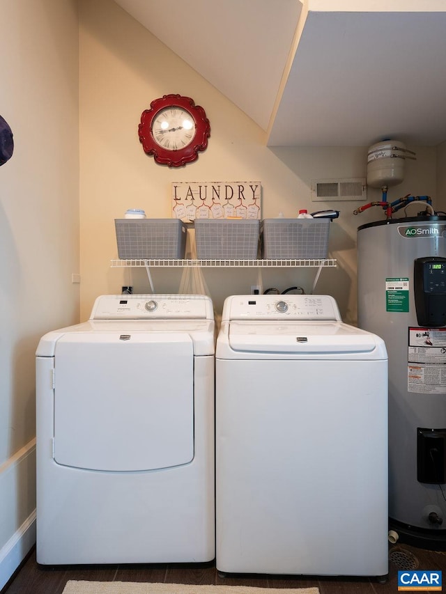 25 Bolling Cir, Palmyra, VA 22963 - laundry area featuring electric water heater and washer and dryer
