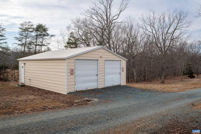 view of detached garage