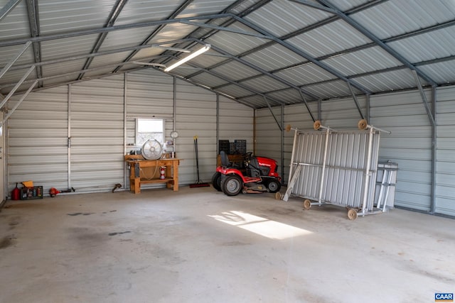 garage with metal wall
