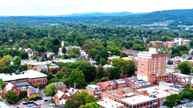 drone / aerial view featuring a mountain view