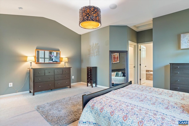 1664 Wickham Way, Charlottesville, VA 22901 - bedroom with carpet, baseboards, vaulted ceiling, and ensuite bathroom