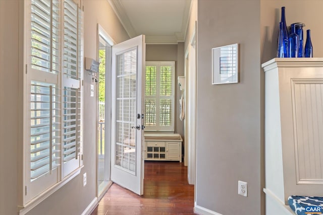 1664 Wickham Way, Charlottesville, VA 22901 - entryway featuring ornamental molding, wood finished floors, baseboards, and french doors