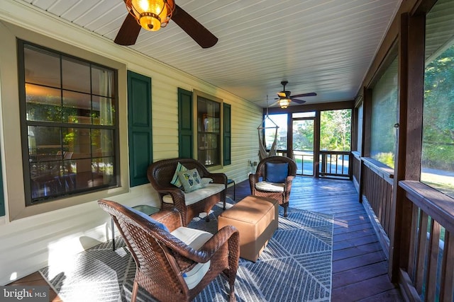 15605 Cedar Tree Ct, Mineral, VA 23117 - sunroom with a ceiling fan