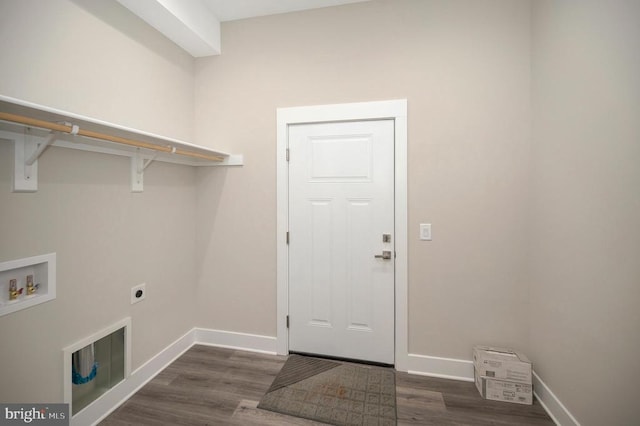 573 Sunset Loop, Mineral, VA 23117 - laundry room with washer hookup, electric dryer hookup, and dark wood-type flooring