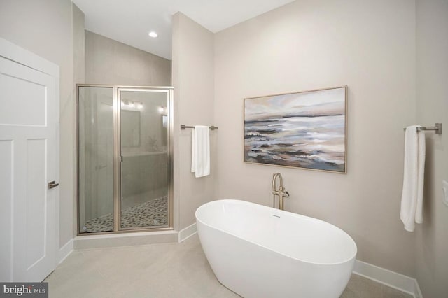 573 Sunset Loop, Mineral, VA 23117 - bathroom featuring a freestanding bath, a shower stall, and recessed lighting