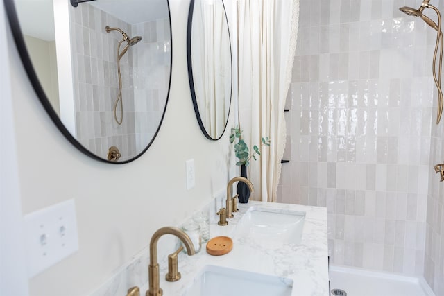 519 Arpia St, Lexington, VA 24450 - full bathroom featuring a tile shower and double vanity