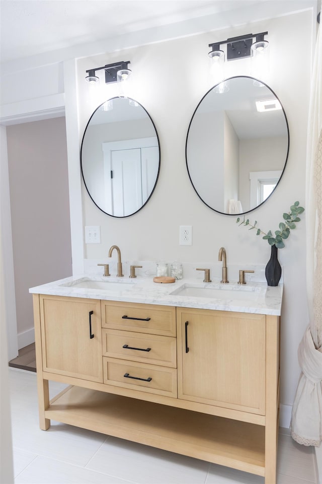 519 Arpia St, Lexington, VA 24450 - bathroom with double vanity and tile patterned flooring