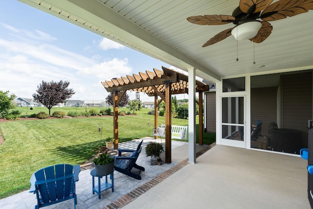 193 Locust Grove Ln, Stuarts Draft, VA 24477 - view of patio with a pergola and a ceiling fan