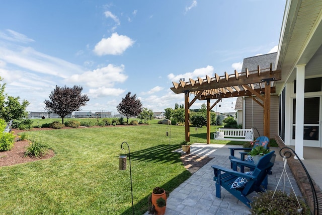 193 Locust Grove Ln, Stuarts Draft, VA 24477 - view of green lawn featuring a pergola and a patio