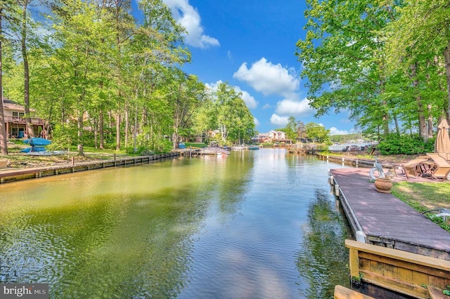 water view with a boat dock