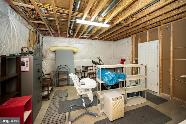 view of unfinished basement