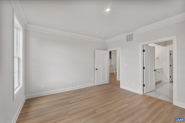 1367 Laconia Ln, Charlottesville, VA 22911 - unfurnished bedroom with crown molding, light wood finished floors, and ensuite bathroom