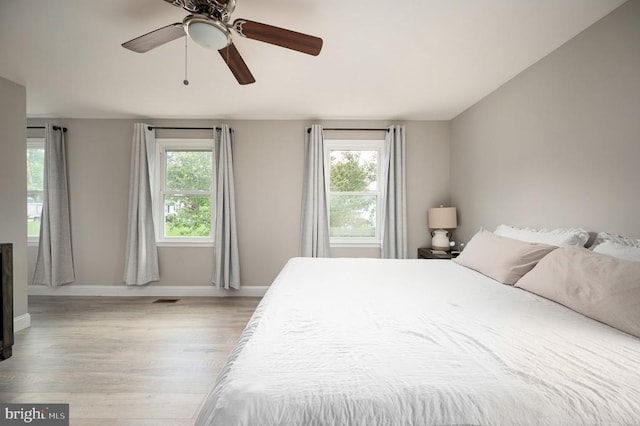11603 Enchanted Woods Way, Fredericksburg, VA 22407 - bedroom with baseboards, light wood-style floors, and ceiling fan