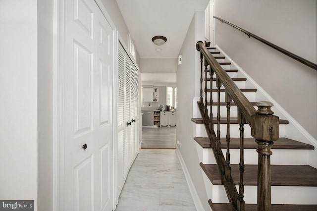 11603 Enchanted Woods Way, Fredericksburg, VA 22407 - stairway featuring marble finish flooring and baseboards