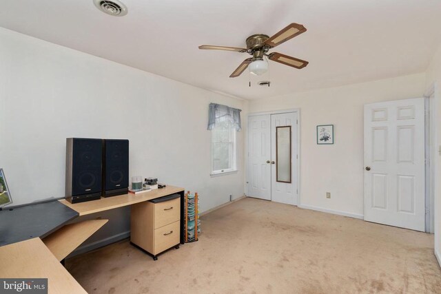 13403 Motts Run Rd, Fredericksburg, VA 22407 - unfurnished office with ceiling fan, carpet, and baseboards