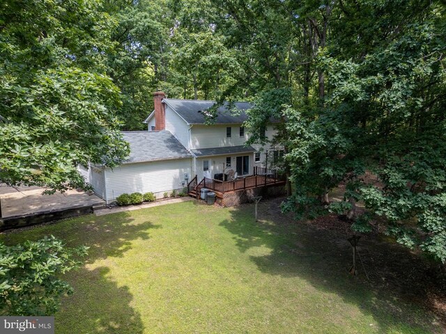 13403 Motts Run Rd, Fredericksburg, VA 22407 - view of grassy yard featuring a deck