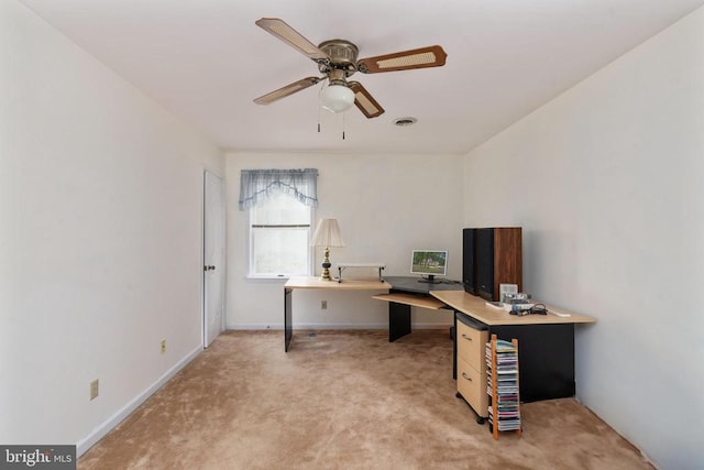 13403 Motts Run Rd, Fredericksburg, VA 22407 - unfurnished office featuring light carpet, a ceiling fan, and baseboards
