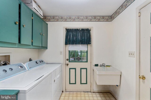 13403 Motts Run Rd, Fredericksburg, VA 22407 - laundry room featuring cabinet space, separate washer and dryer, and light flooring