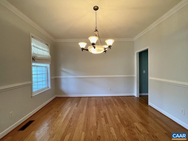 1142 Redfields Rd, Charlottesville, VA 22903 - empty room with a chandelier, wood finished floors, and ornamental molding