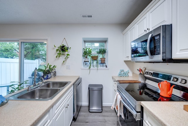 1045 Alexander Hamilton Ln, Harrisonburg, VA 22802 - kitchen featuring stainless steel appliances, light wood-style floors, white cabinetry, and plenty of natural light