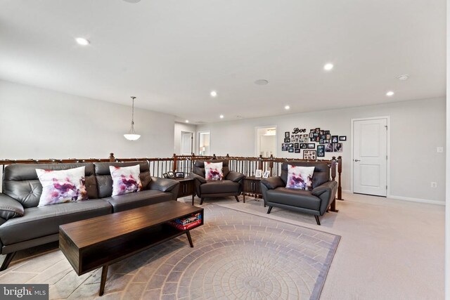 12804 Monterey Ct, Fredericksburg, VA 22407 - living area featuring recessed lighting, light colored carpet, and baseboards