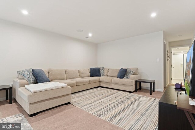 12804 Monterey Ct, Fredericksburg, VA 22407 - living area featuring light colored carpet, recessed lighting, and baseboards