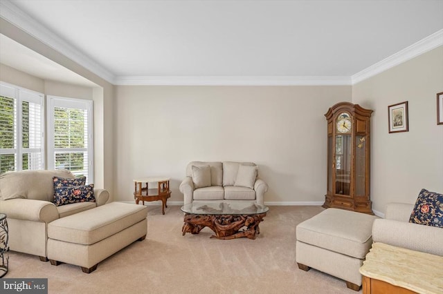 11110 Park Ridge Rd, Fredericksburg, VA 22408 - living room featuring baseboards, ornamental molding, and carpet floors