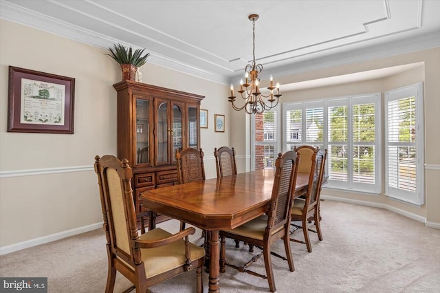 11110 Park Ridge Rd, Fredericksburg, VA 22408 - dining space with an inviting chandelier, light carpet, crown molding, and baseboards