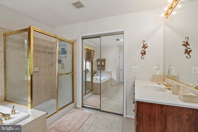 11110 Park Ridge Rd, Fredericksburg, VA 22408 - full bathroom featuring a stall shower, tile patterned flooring, and visible vents