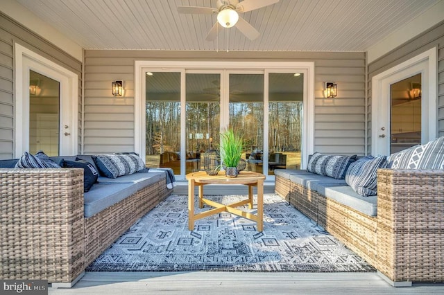 92 Mill Run, Bumpass, VA 23024 - view of patio with ceiling fan and an outdoor living space